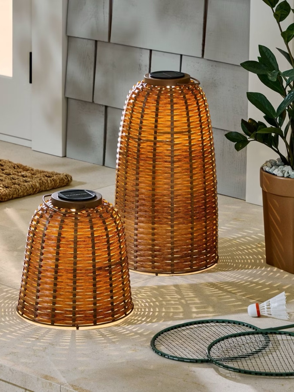 Woven Solar Lantern Tall - Hearth & Hand™ with Magnolia - Picture 3 of 5